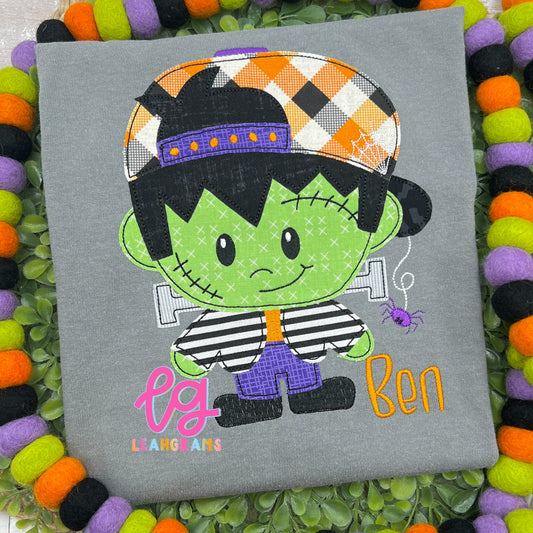Halloween Monster Appliqué Name Shirt - Boy