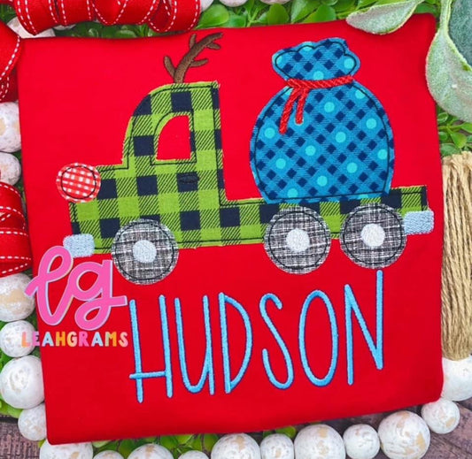 Flatbed Truck Hauling Presents Applique Shirt