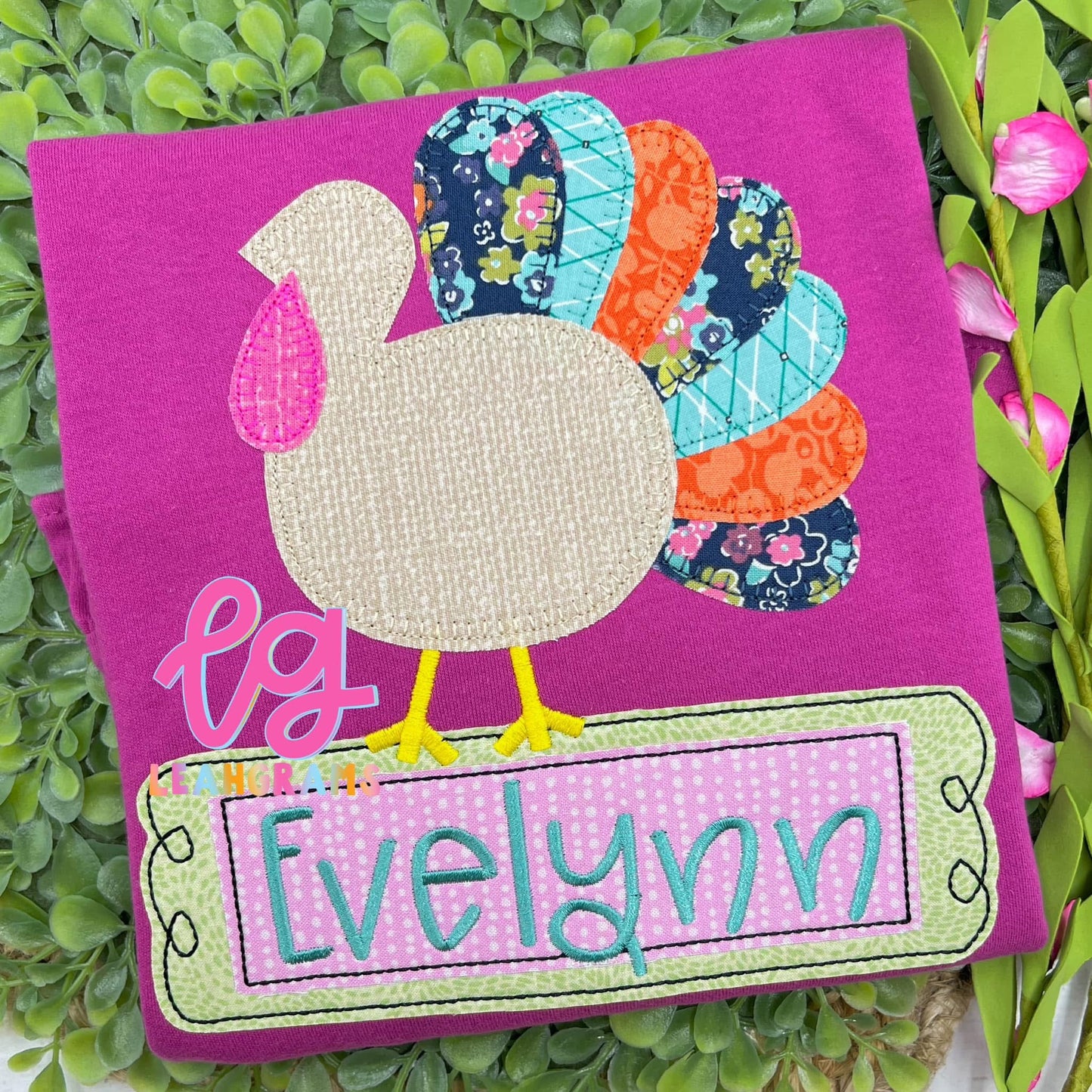 Turkey with Name appliqué Shirt