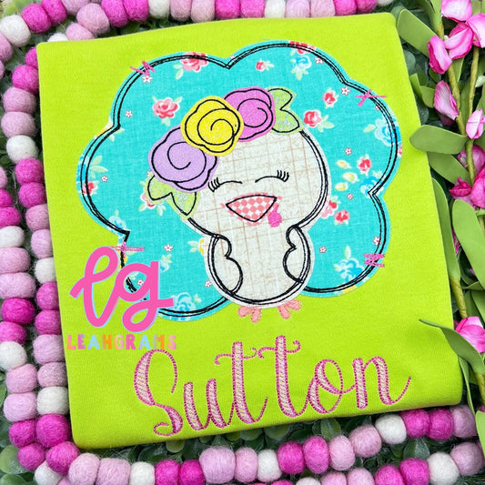 Chic Turkey with Flower headband and name Applique shirt