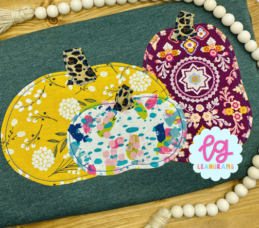 Adult Assorted Pumpkins Appliqué Shirt