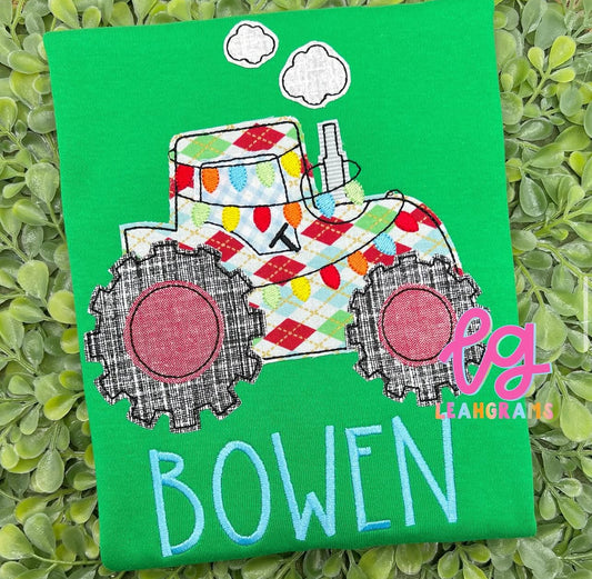 Light-Wrapped Tractor with Name Applique Shirt