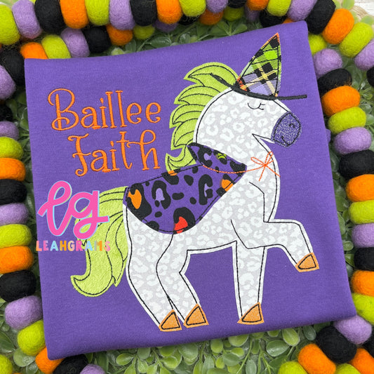 Halloween Unicorn Appliqué Name Shirt