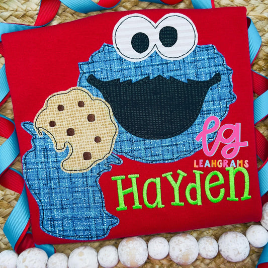 Inspired Applique Shirt- Cookie Monster