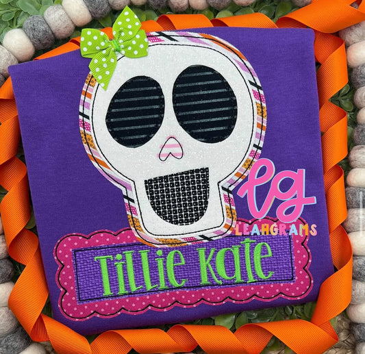 Cutesy Skeleton with Bow Name Shirt
