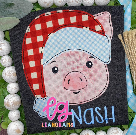 Santa Piggy Applique Shirt