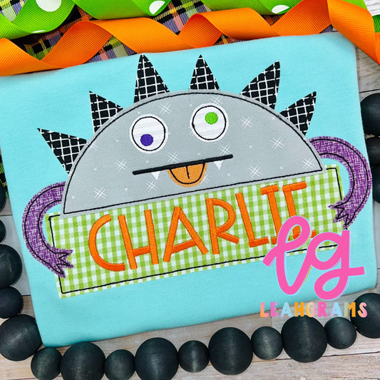 Halloween Monster Appliqué Name Shirt