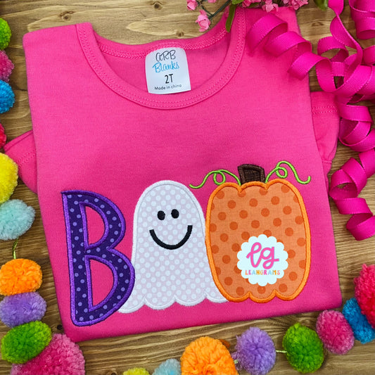 Cutesy Ghost with Pumpkin Boo Applique Shirt