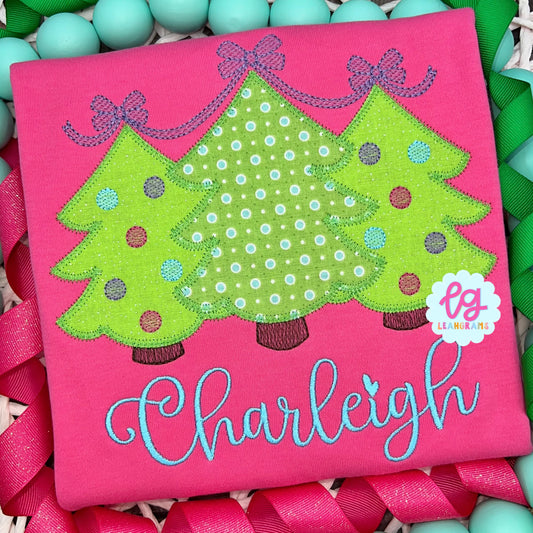 Cutesy Bow-Topped Christmas Tree-O Applique Shirt