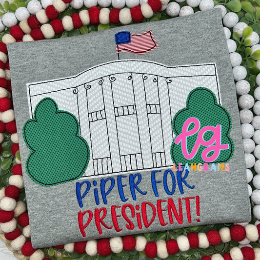 White House Name for President Applique Shirt