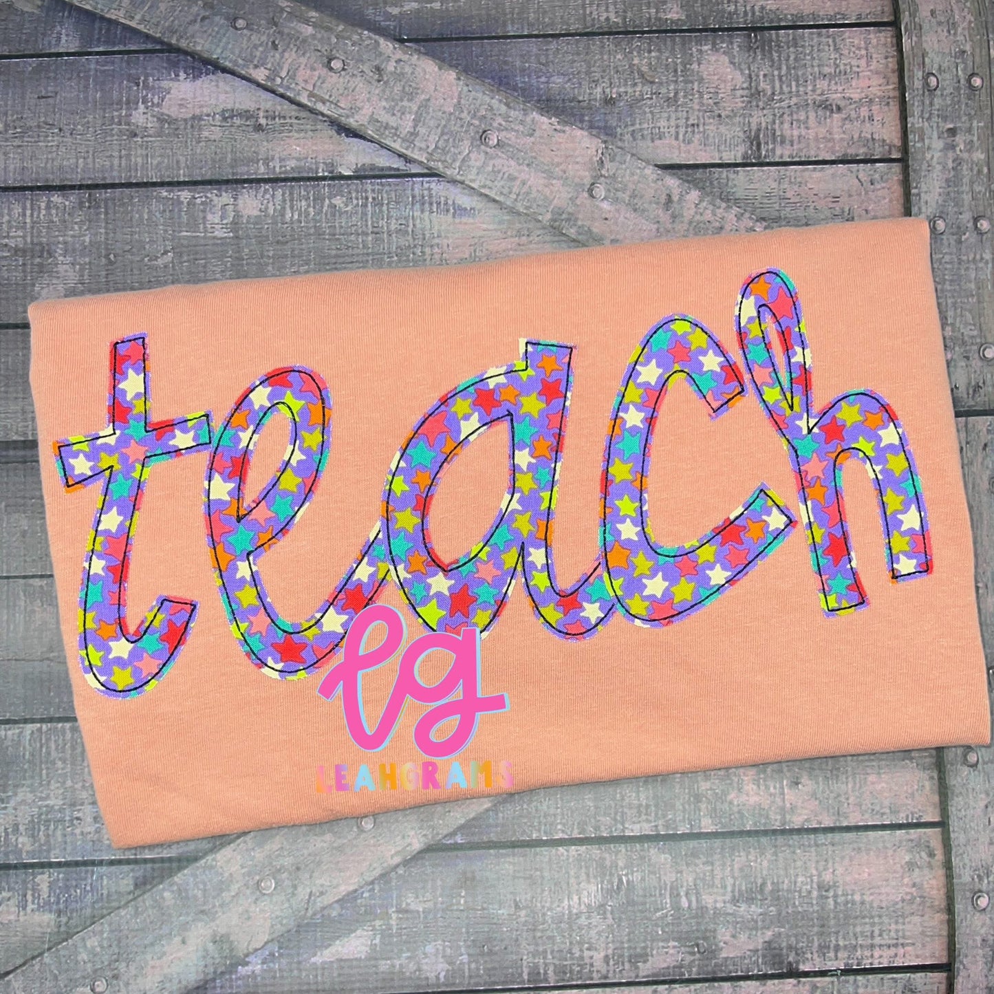 Funky Cursive Font Teach Appliqué Shirt