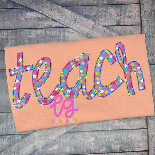 Funky Cursive Font Teach Appliqué Shirt