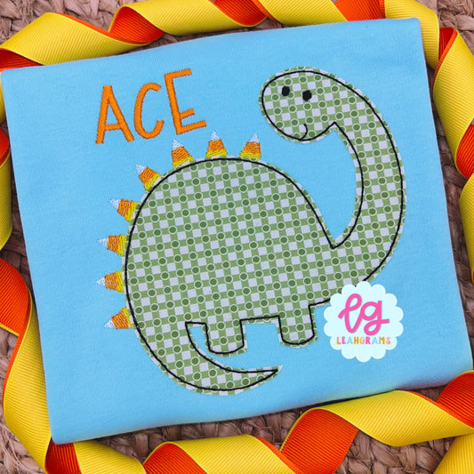 Candy Corn-Spike Dino Name Shirt