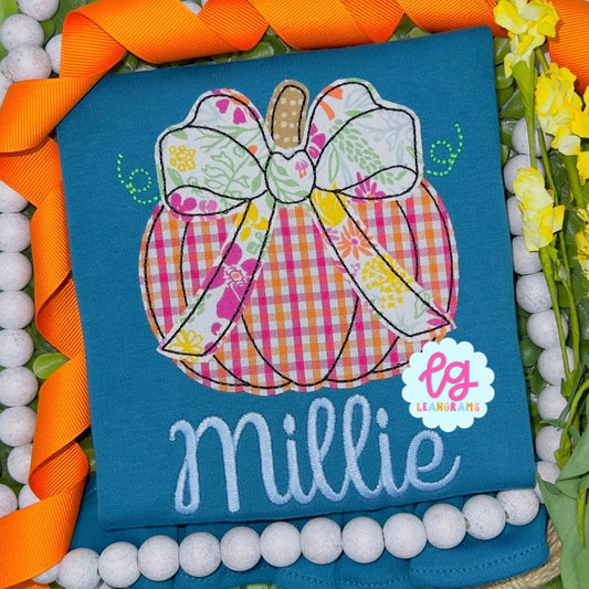 Frilly Bow Pumpkin with Name Shirt