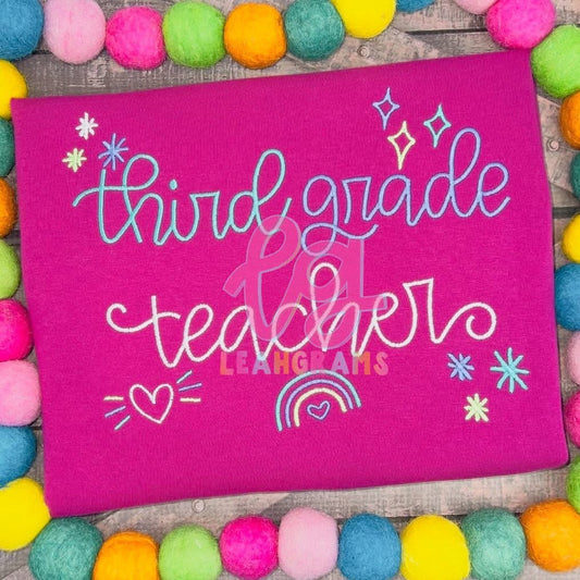 Cursive Font Thread Teacher Shirt