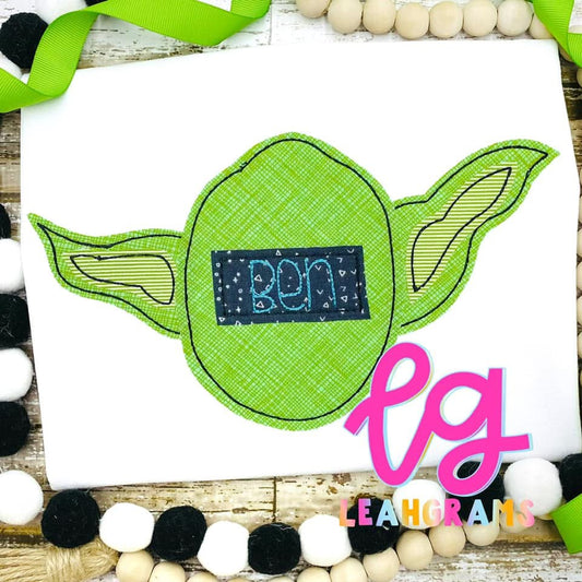 Inspired Applique Shirt- Yoda Silhouette with Name