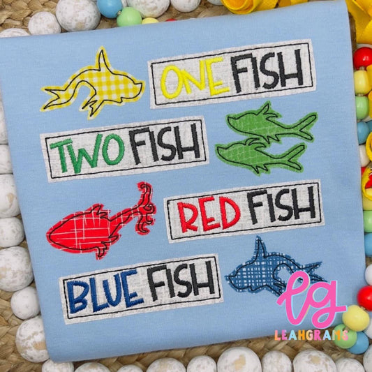Inspired Applique Shirt- One Fish, Two Fish (Dr. Seuss)
