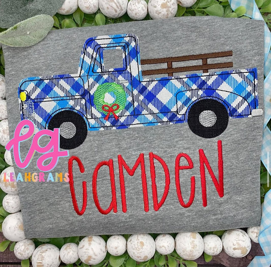 Farm Truck with Wreath Applique Shirt