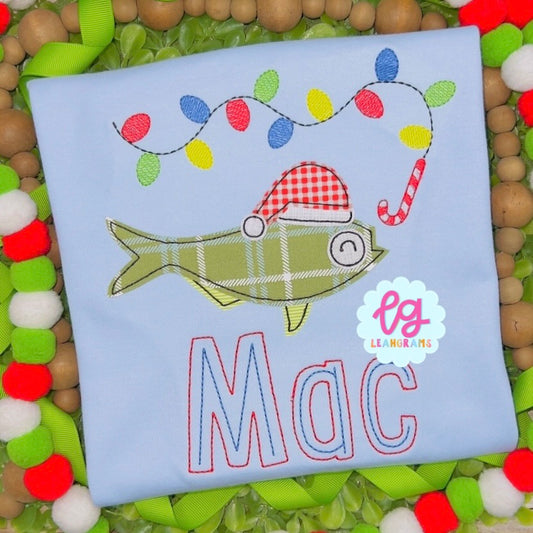 Christmas Fishing Applique Shirt