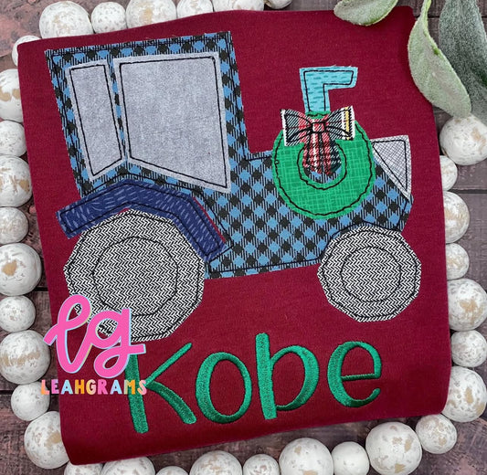 Tractor with Wreath Applique Shirt
