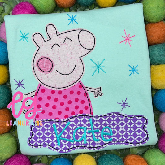 Inspired Applique Shirt- Peppa Pig