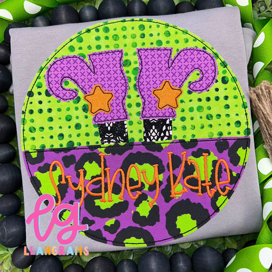 Halloween Witch Feet Appliqué Name Shirt