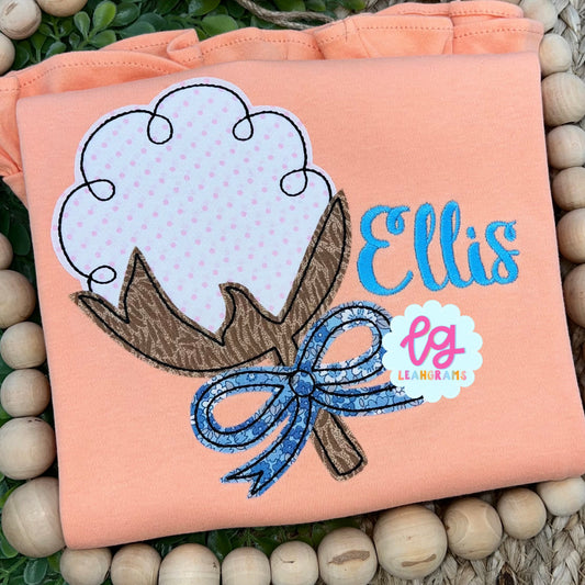 Cotton Boll with Name Applique Shirt