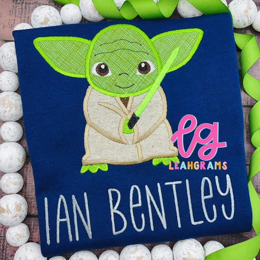 Inspired Applique Shirt- Light Saber Yoda