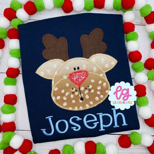 Rounded Antler Reindeer Applique Shirt