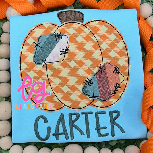 Patchwork Pumpkin Name Appliqué Shirt