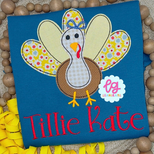 Girly Bow Turkey with Name Shirt