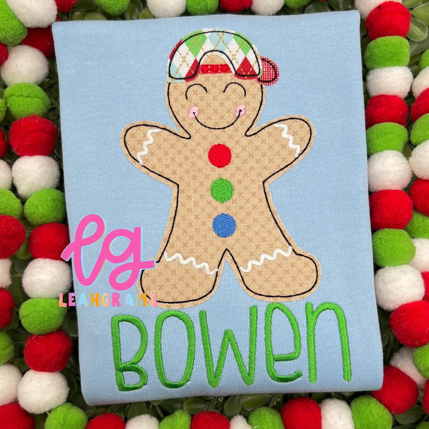 Baseball Cap Gingerbread Boy Applique Shirt