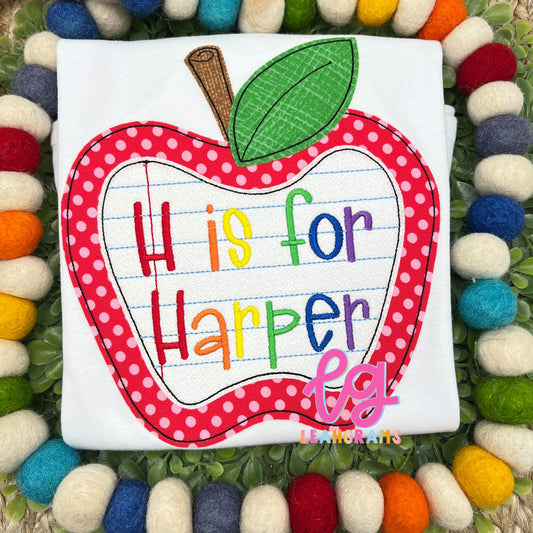 Lined Paper Apple Appliqué Shirt