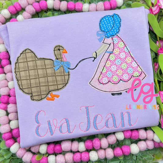 Turkey Trot Sweetheart with name Applique shirt