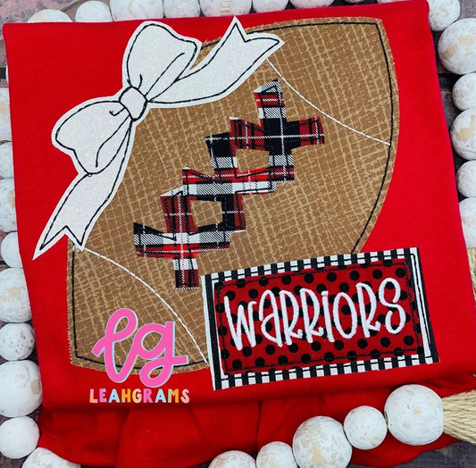 Girly Football with Bow Name Shirt