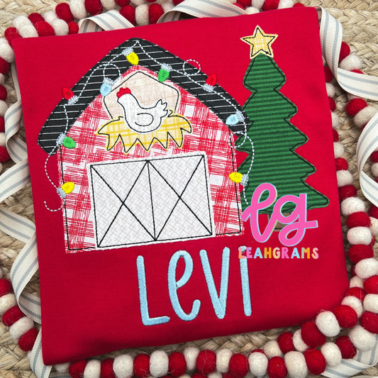 Christmas Barn Applique Shirt
