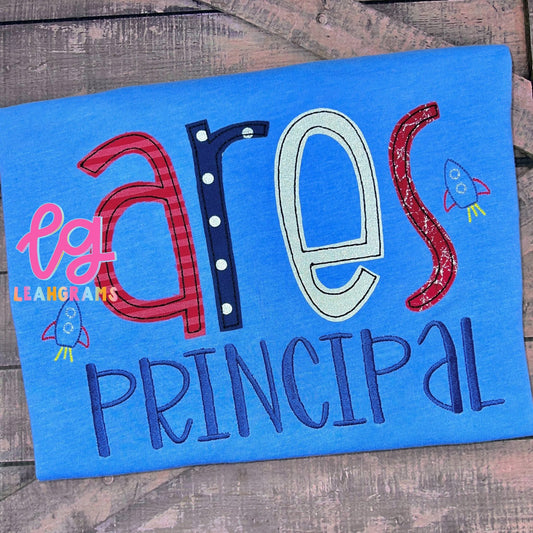 *Custom School Letters and Title* Skinny Font Appliqué Shirt