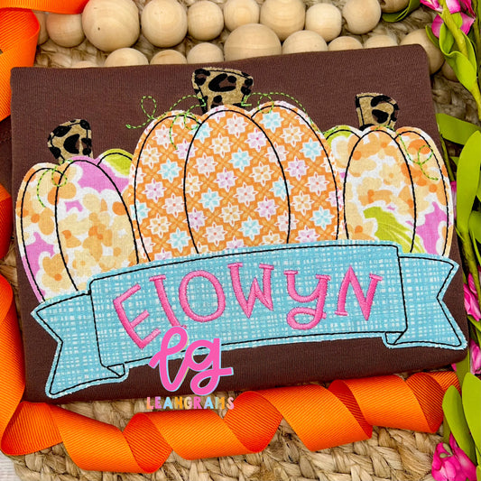 Pumpkin Name Banner Appliqué Shirt