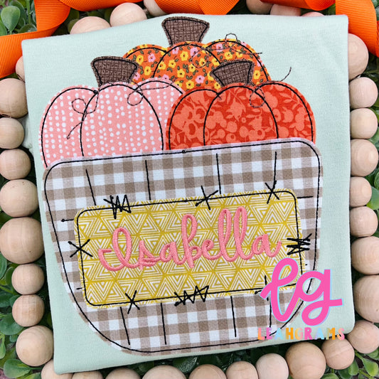 Pumpkin Basket Name Appliqué Shirt