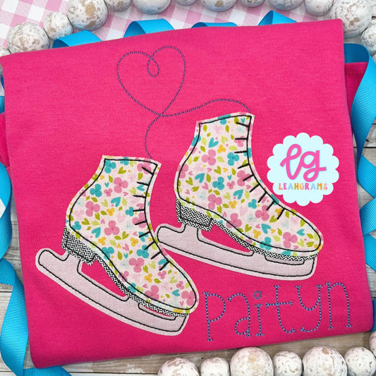 Ice Skating with Name Applique Shirt