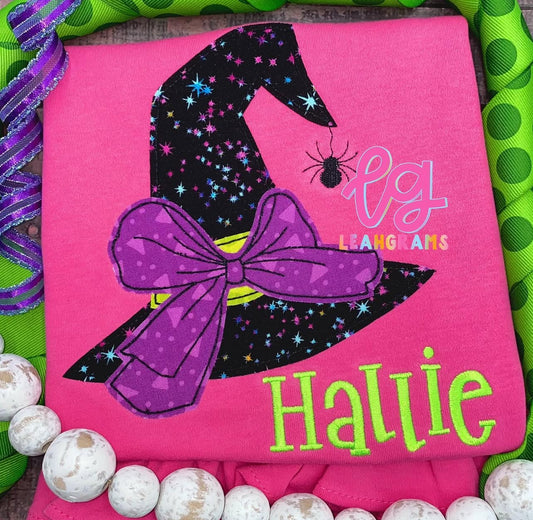 Witch Hat with Bow Name Shirt