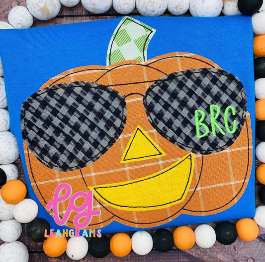 Cool Sunglasses Pumpkin with Monogram Shirt