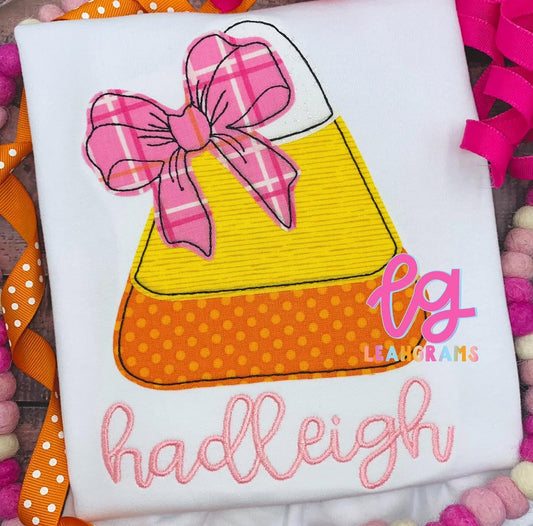 Cute Bow Candy Corn with Name Shirt