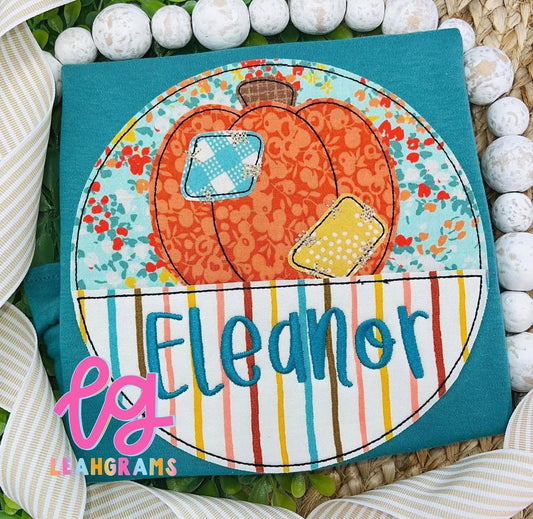 Framed Pumpkin with Name Appliqué Shirt