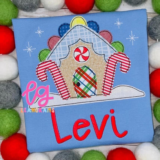 Gingerbread House Applique Shirt - Boy