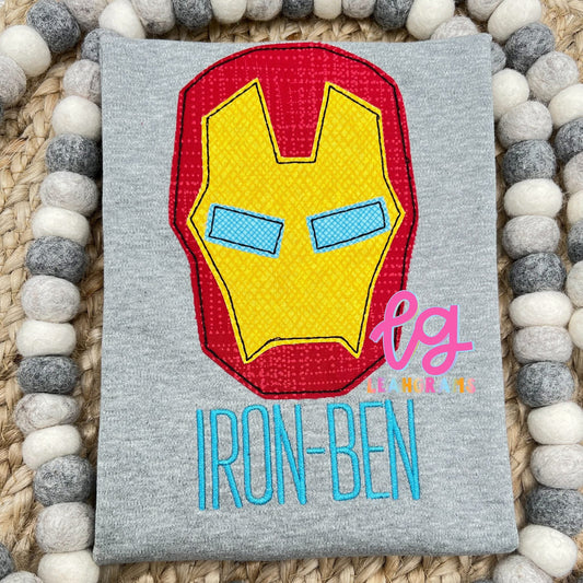 Iron Man with Name Appliqué Shirt