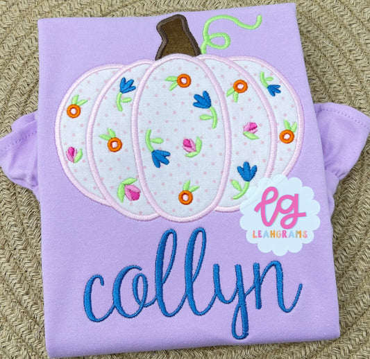 Dainty Floral Pumpkin Appliqué Shirt