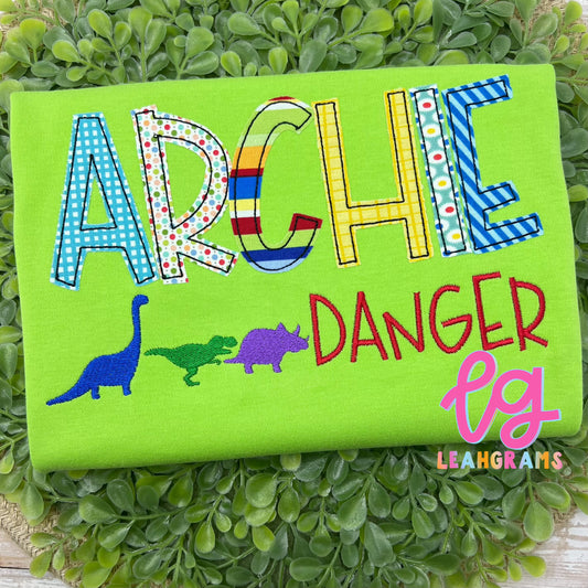 Name with Dino minis Appliqué Shirt
